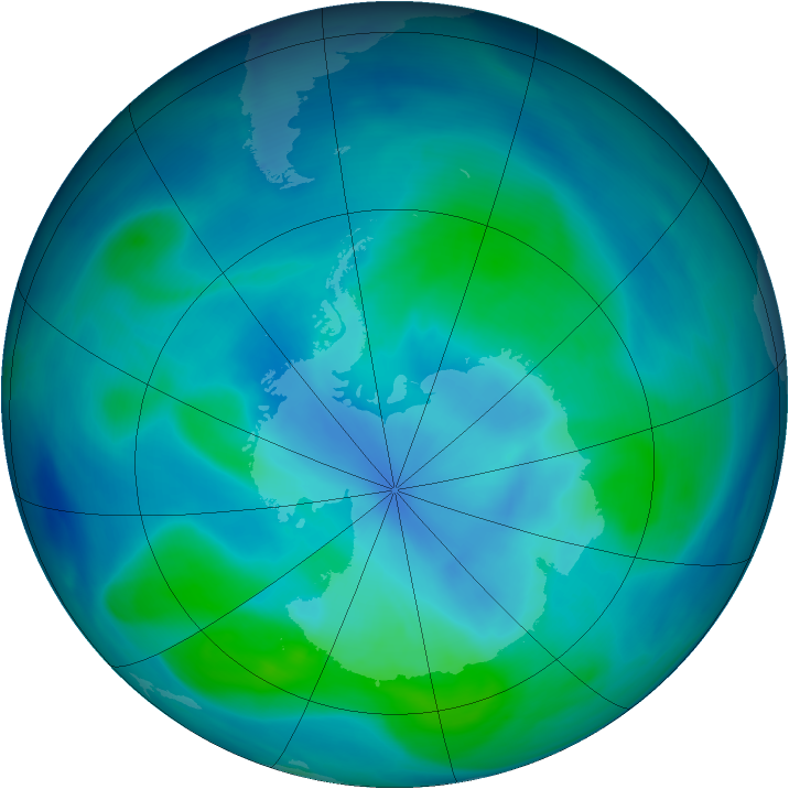 Antarctic ozone map for 20 February 2005